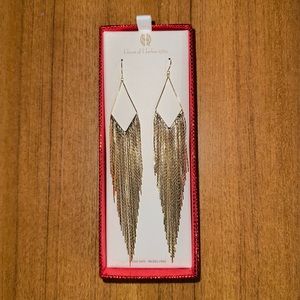 House of Harlow 1960 gold dangly fringe earrings